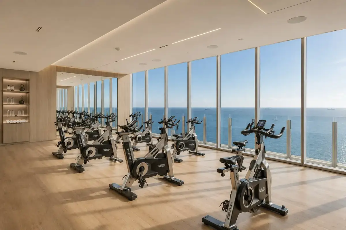 Fitness studio over the sea