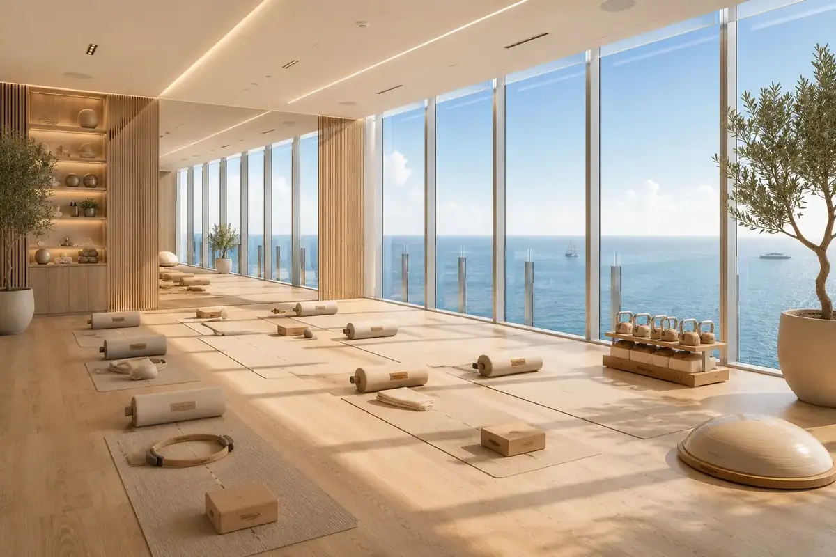 Yoga studio over the sea