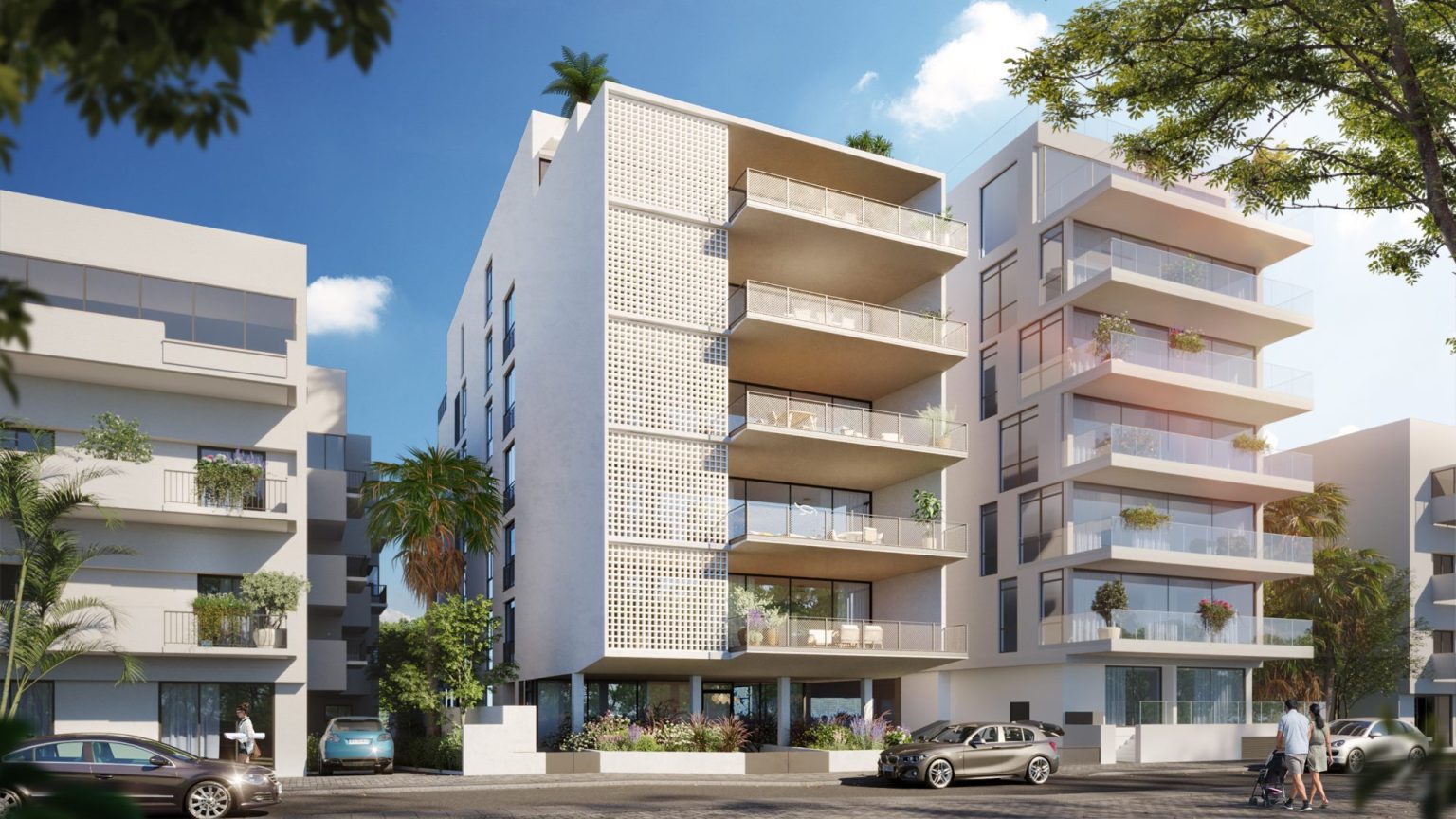 Glass facade of HAYARKON SEA VIEW facing the Tel Aviv seafront (rendering)