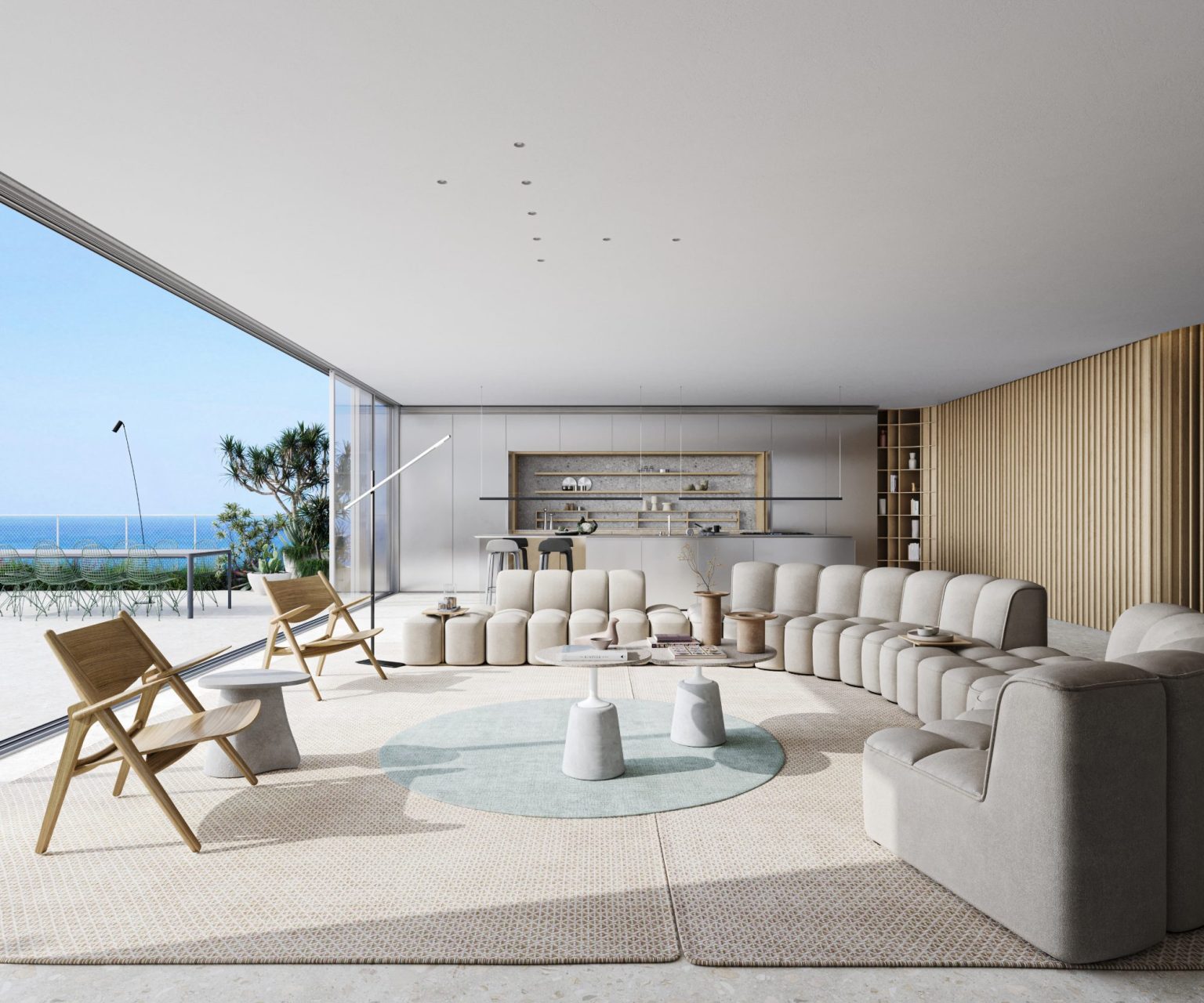 Living and dining area, duplex penthouse at HAYARKON SEA VIEW, Tel Aviv (rendering)