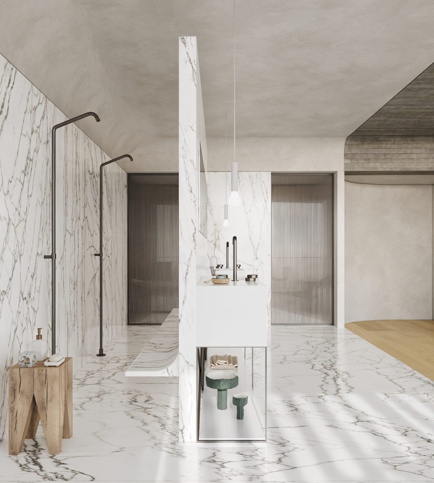 Bedroom suite with en-suite bathroom, duplex penthouse at HAYARKON SEA VIEW, Tel Aviv (rendering)