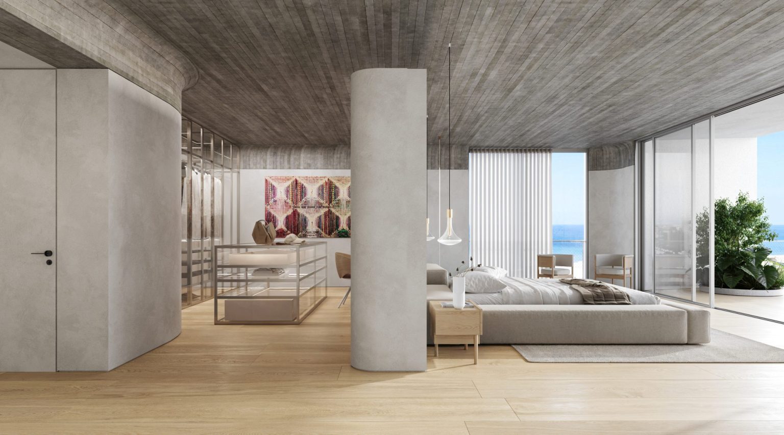 Bedroom facing the sea, duplex penthouse at HAYARKON SEA VIEW, Tel Aviv (rendering)
