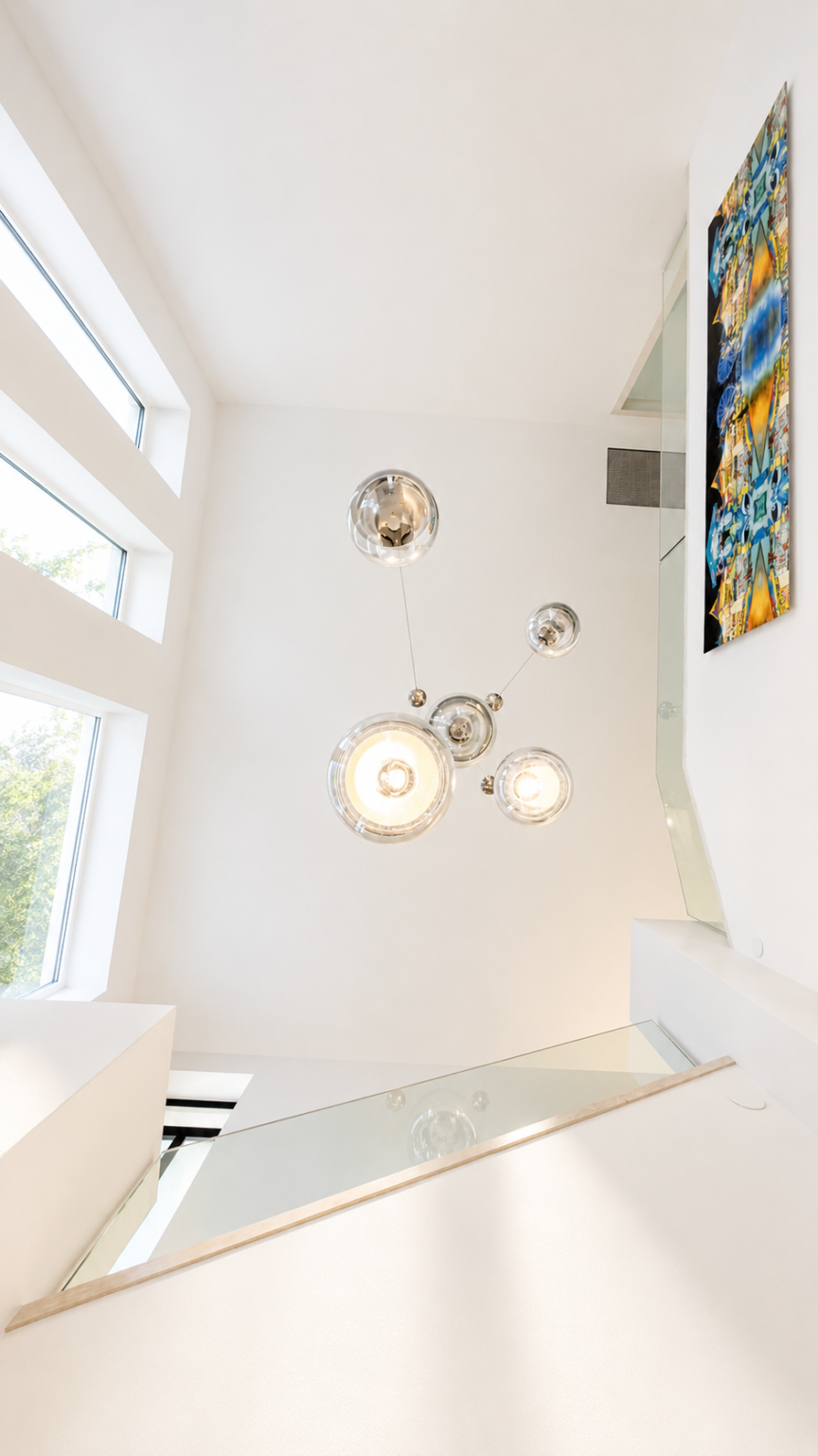 Tuscan villa in Katzin, Raanana - double-height chandelier