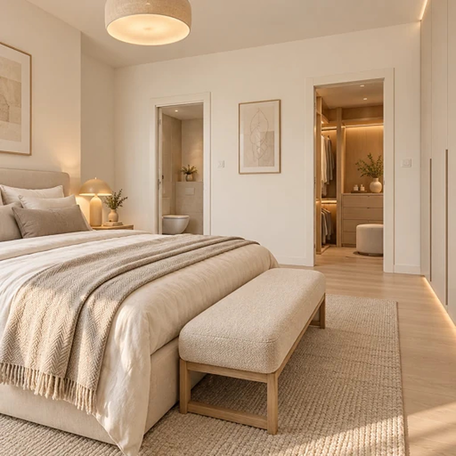 Primary suite with dressing room and bathroom, new private house in West Ra'anana (rendering)