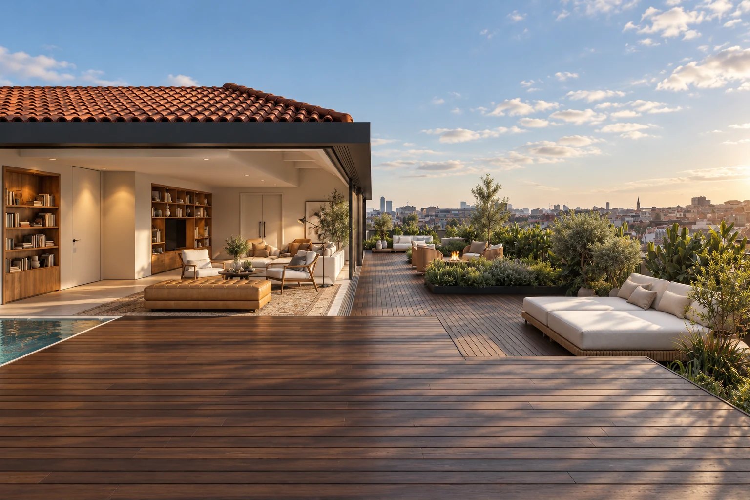 Terrace seating over the rooftops of Neve Tzedek - penthouse, Tel Aviv (rendering)