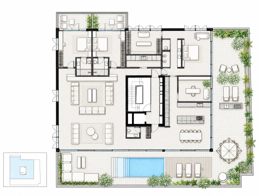 Penthouse floor plan, option A