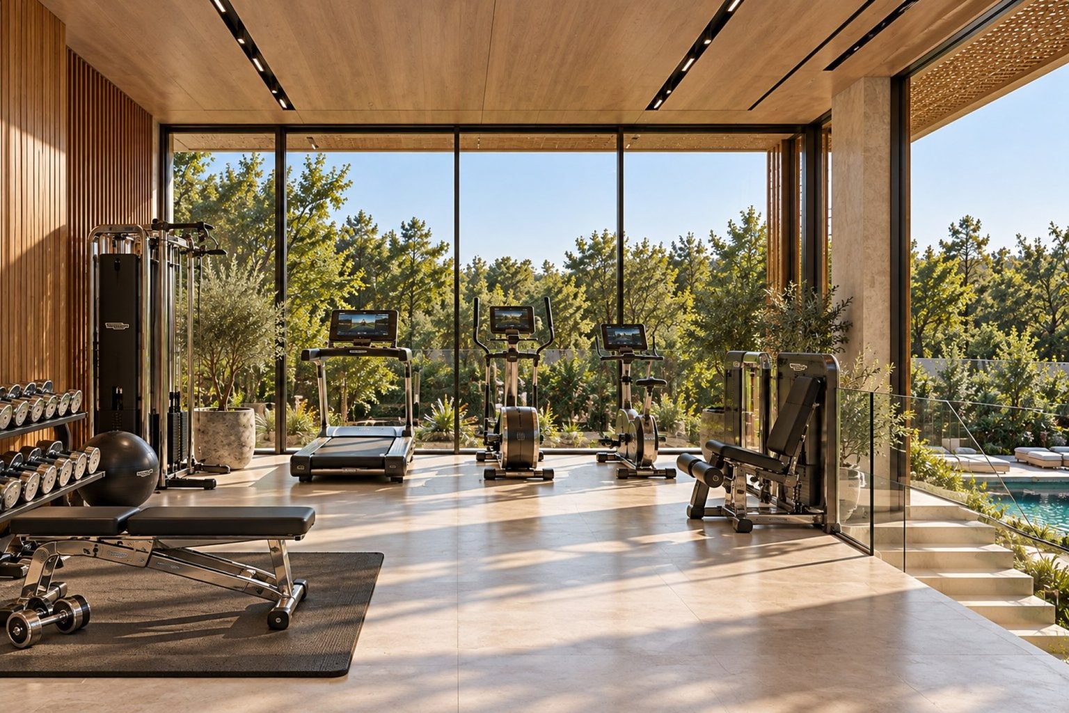 The Mashrabiya House - gym facing the garden (rendering)
